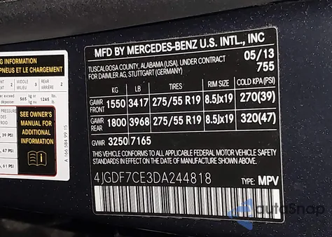 2013 Mercedes-Benz Gl 450 4Matic z USA, uszkodzony, nr VIN 4JGDF7CE3DA244818